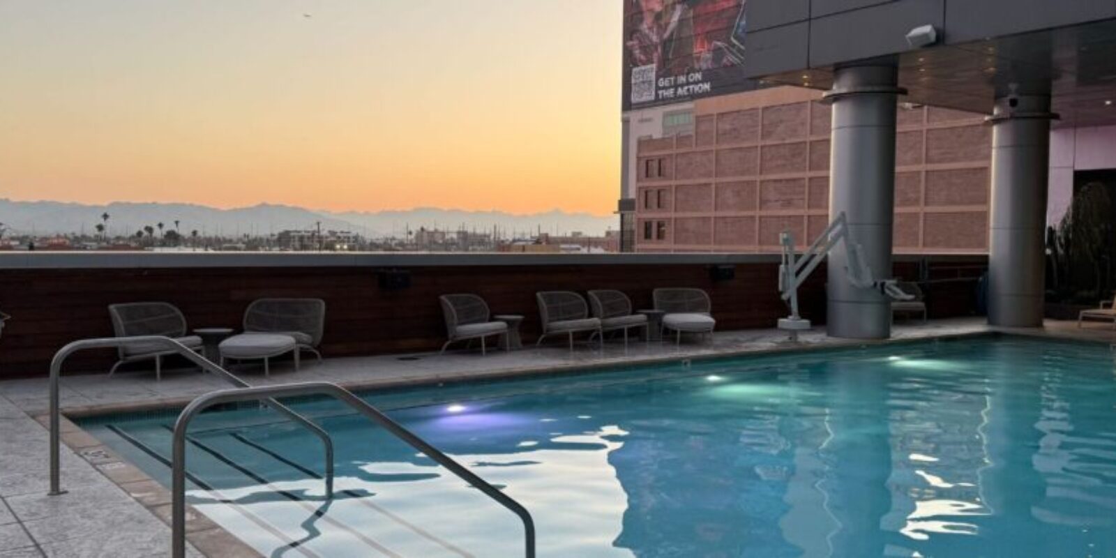rooftop pool overlooking phoenix skyline