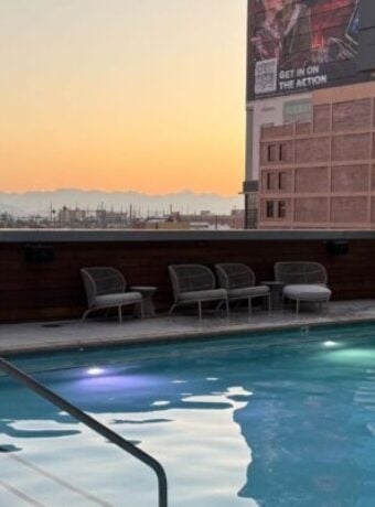 rooftop pool overlooking phoenix skyline