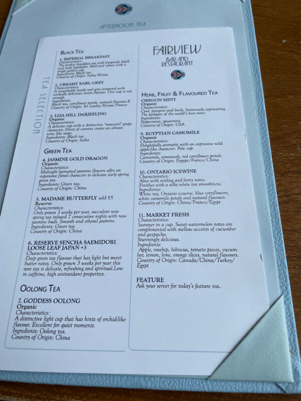 Afternoon Tea Menu