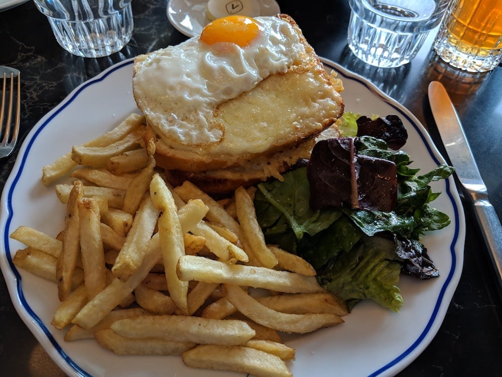 Croque Monsieur Topped with Egg