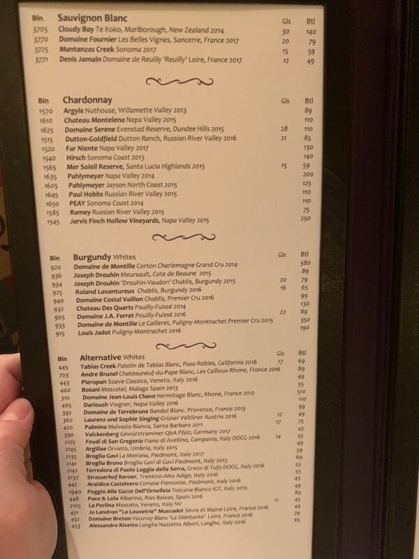 Citricos' Wine List