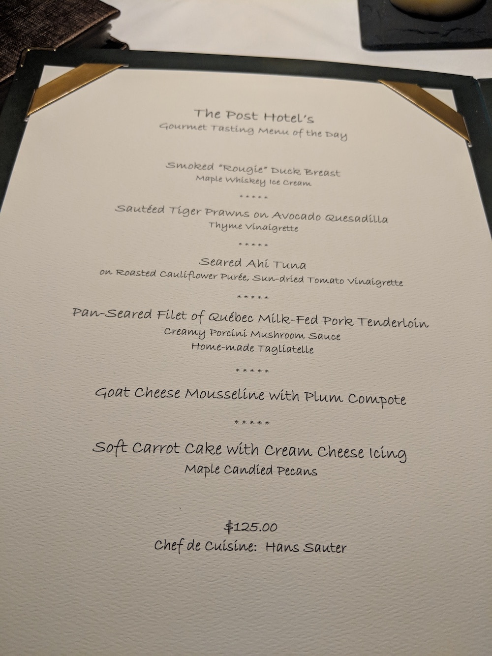 Tasting Menu October 8, 2018