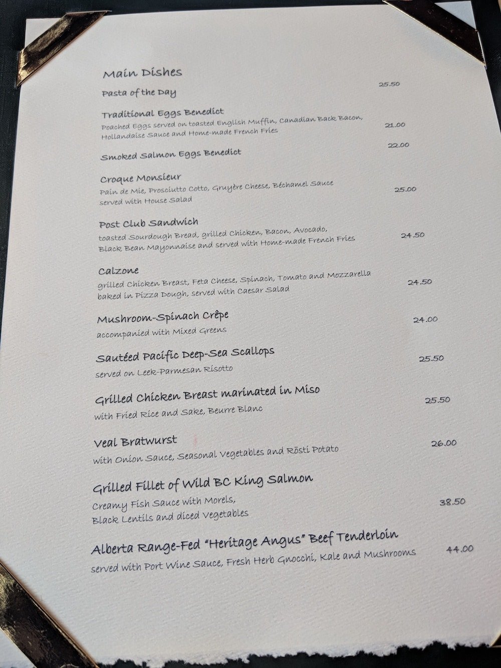 Lunch Menu at the Post Hotel