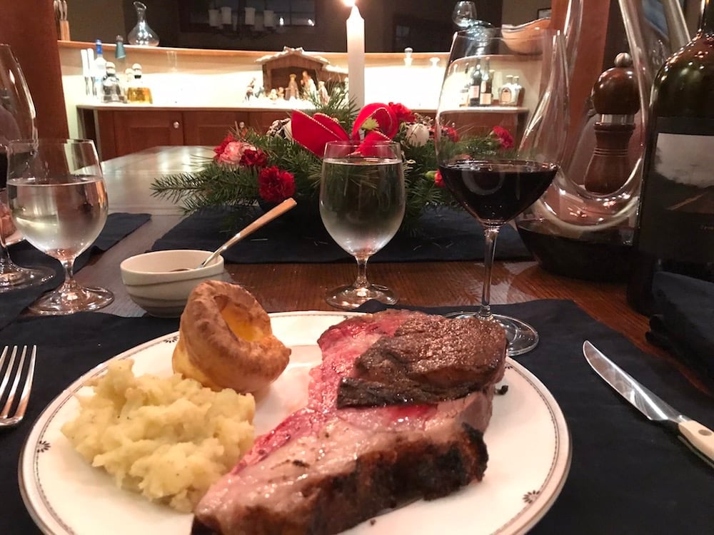 Christmas Dinner - Prime Rib with a bottle of Sine Qua Non