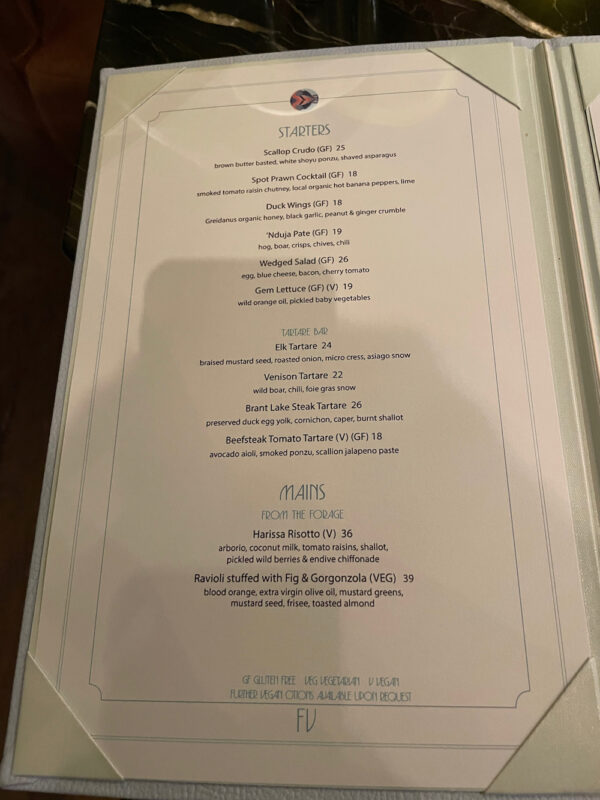 Fairview Bar and Restaurant Starter Menu