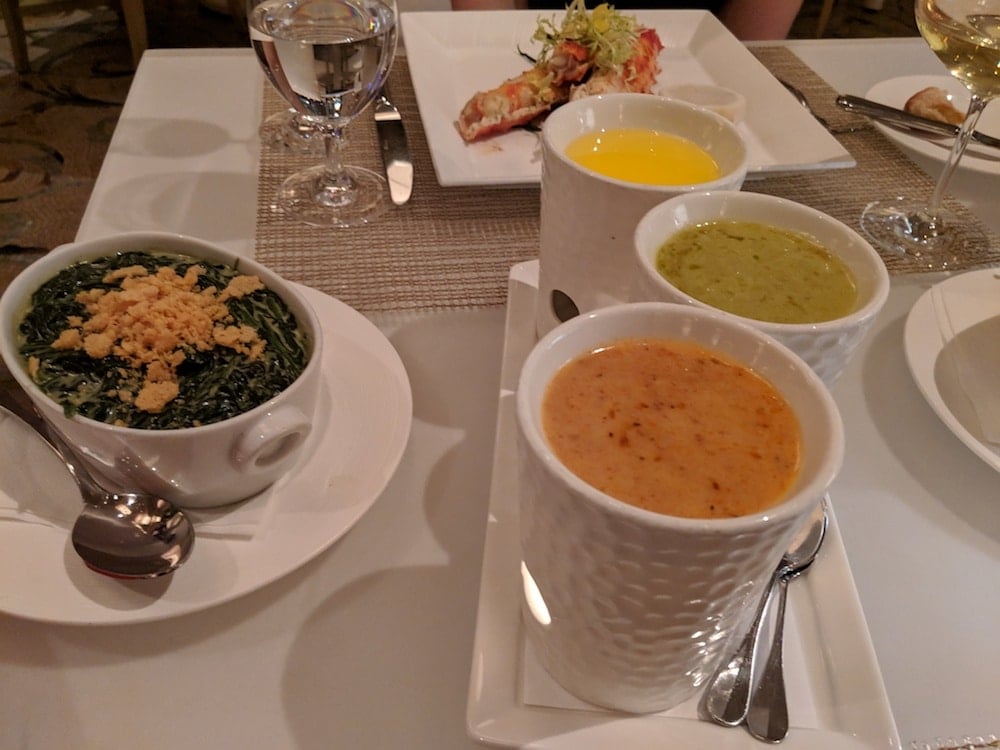 Black Truffle Creamed Spinach and a trio of dipping butters