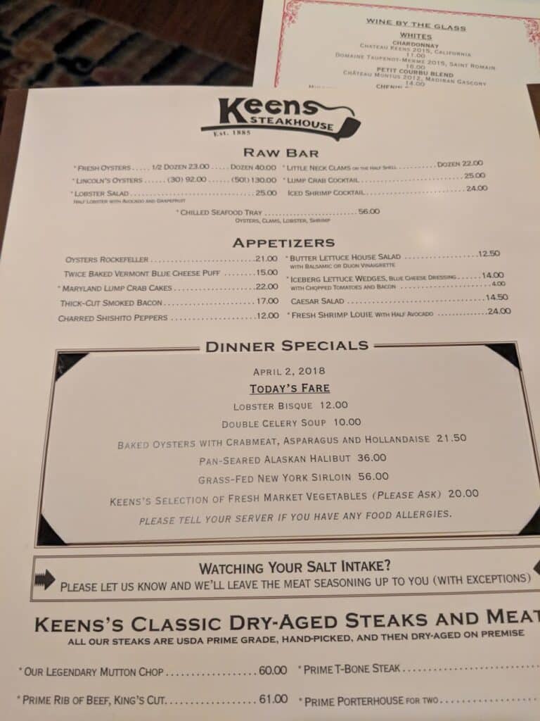 Keens Steakhouse New York, NY Small Barrels Magazine