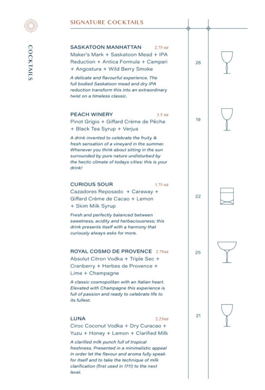 Rundle Bar's Signature Cocktail List